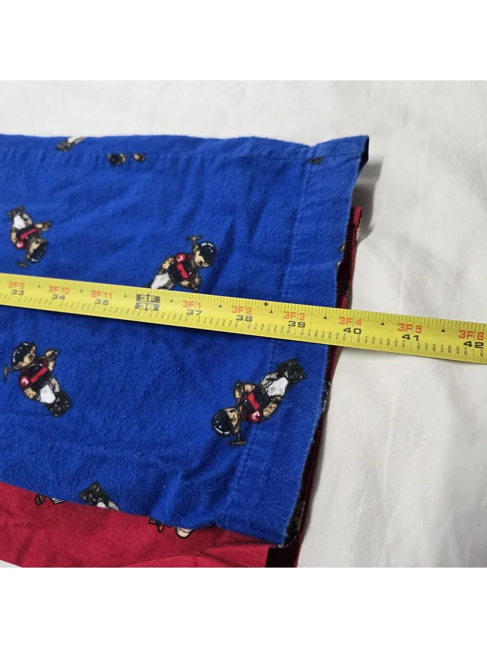 x2 EUC Men's SMALL Polo Ralph Lauren Teddy Bear Knit Pants Red/Blue AOP Pockets